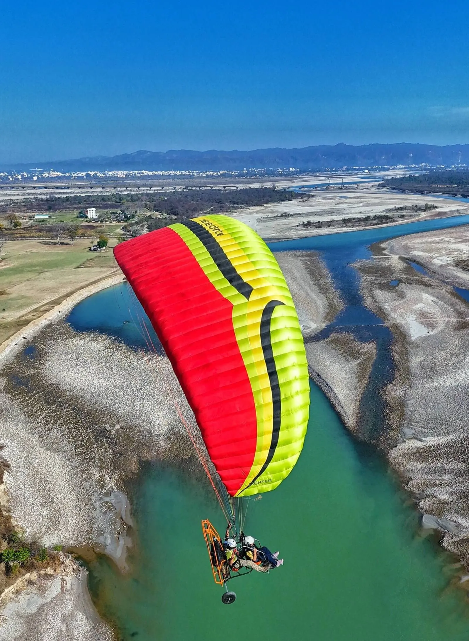 Paragliding over mountains