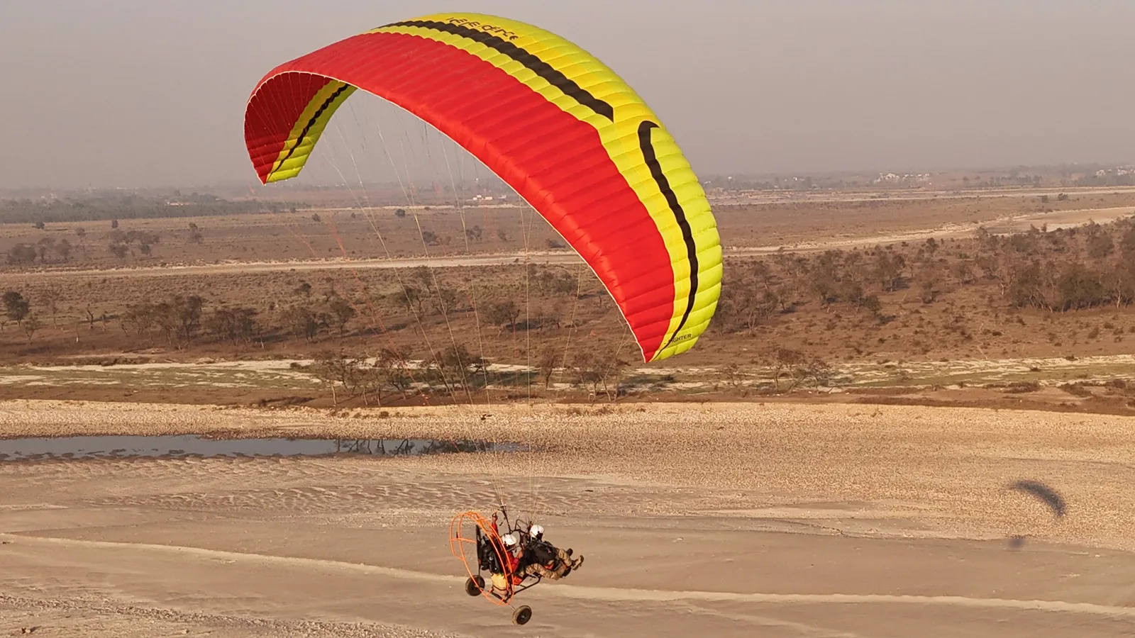Paragliding over mountains